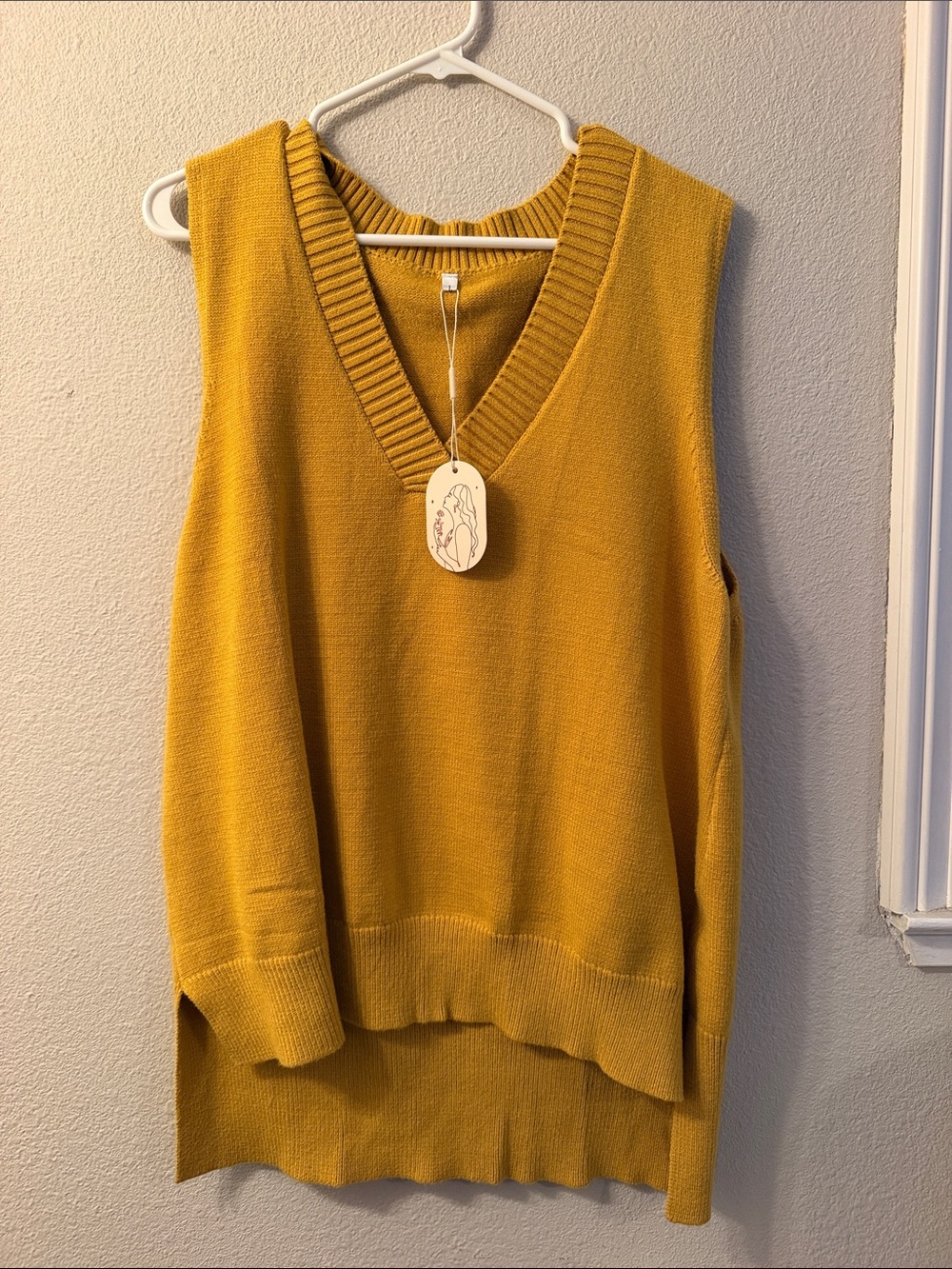 Mustard V-Neck Knit Sweater Vest - Women